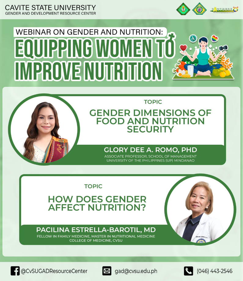 Assoc. Prof. Romo as resource speaker during the Webinar on Gender and Nutrition