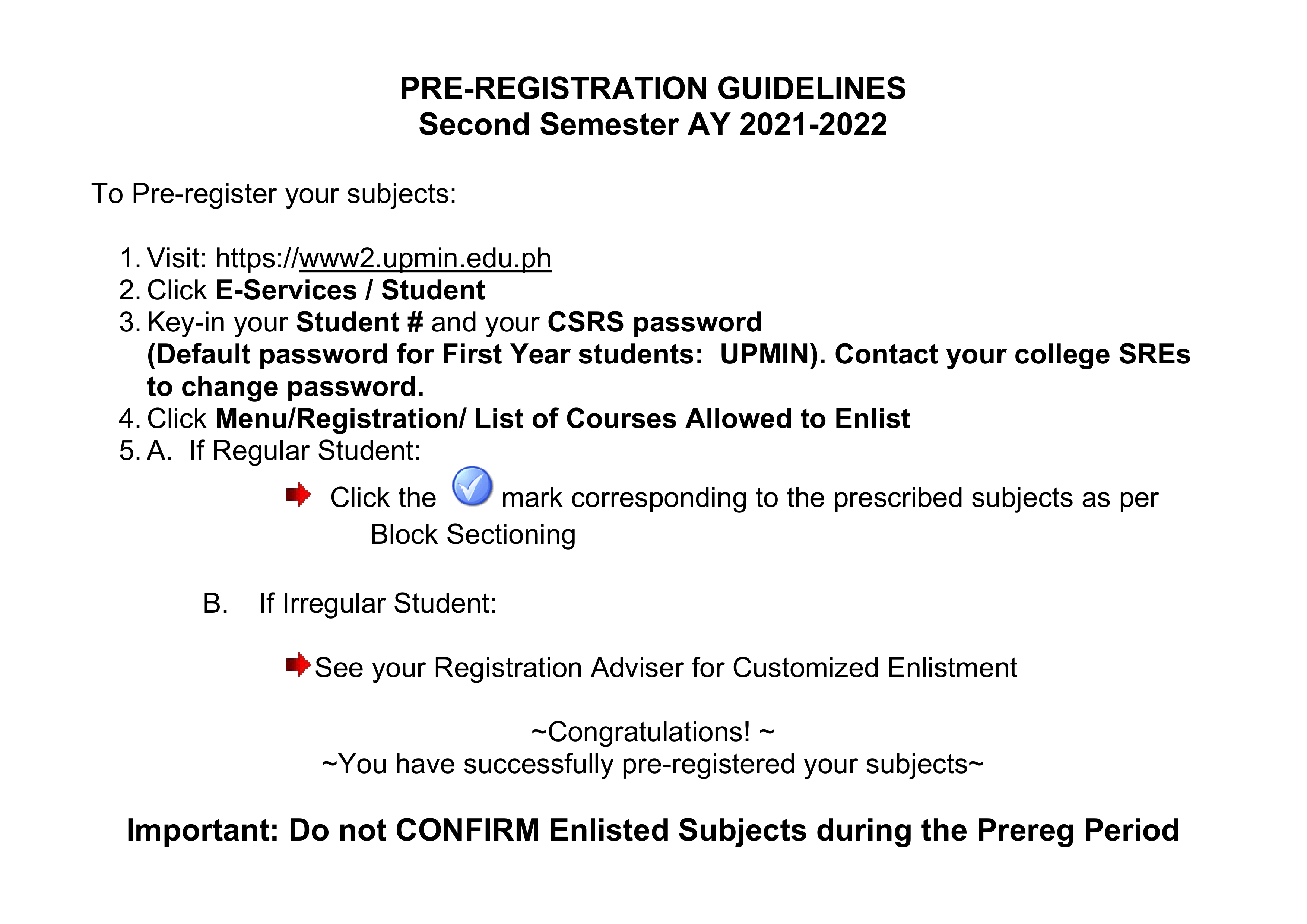 Pre-registration guidelines
